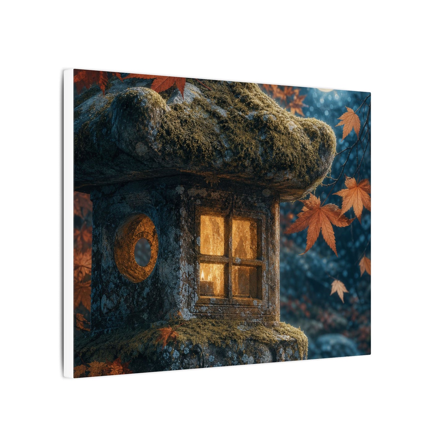 Autumn Stone Lantern Forest Whimsy Canvas Art | Earthy Decor