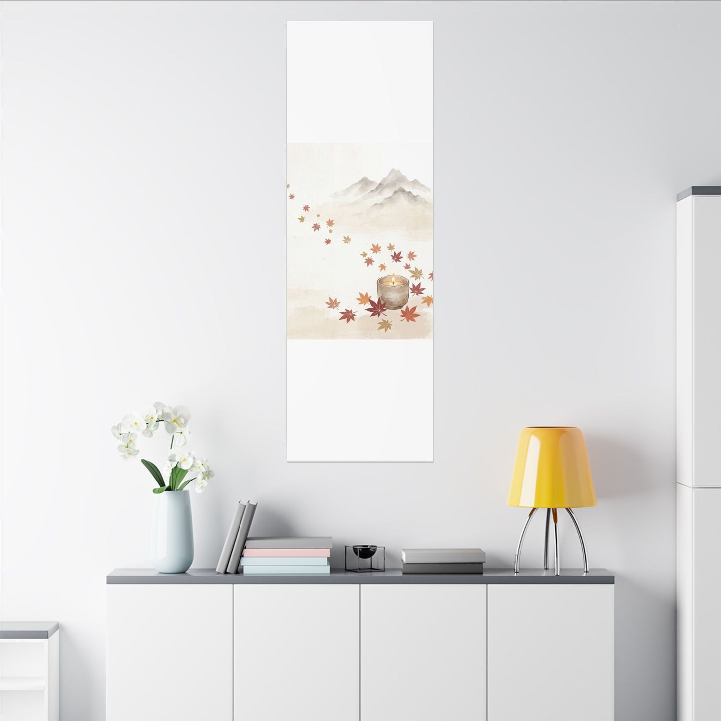 Earthy Mountain Mist Canvas Art - Japanese Pattern Japandi
