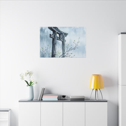 Torii Gate Canvas Art | Spring Zen Sumi E Art