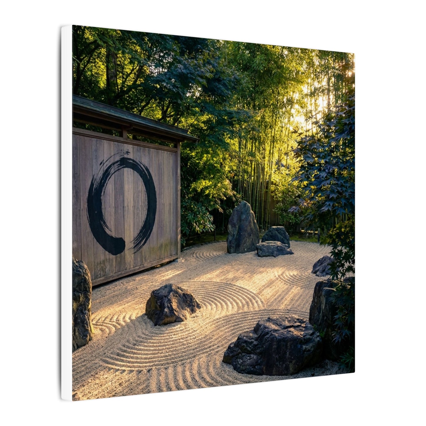 Rock Garden Enso Canvas Art | Tranquil Zen Art