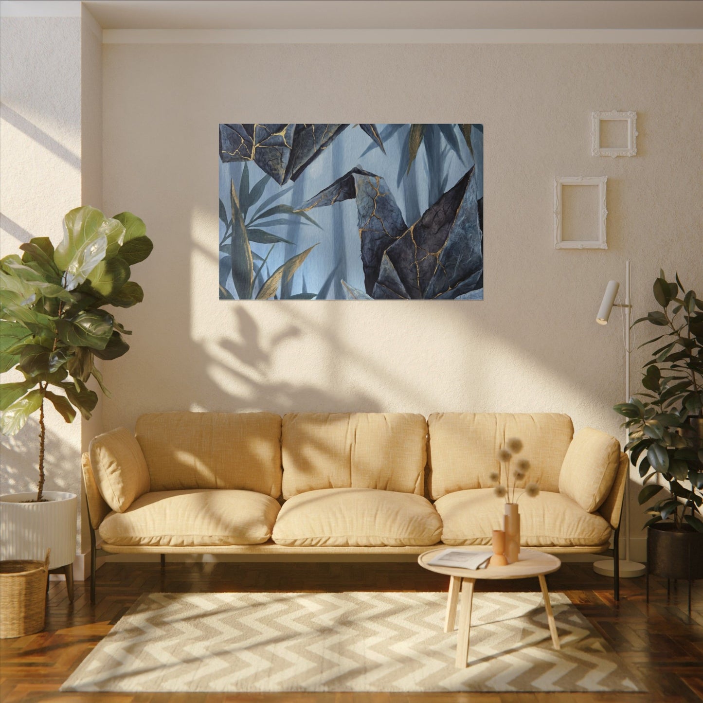 Paper Fold Canvas Art | Summer Kintsugi Crackle Gold Art