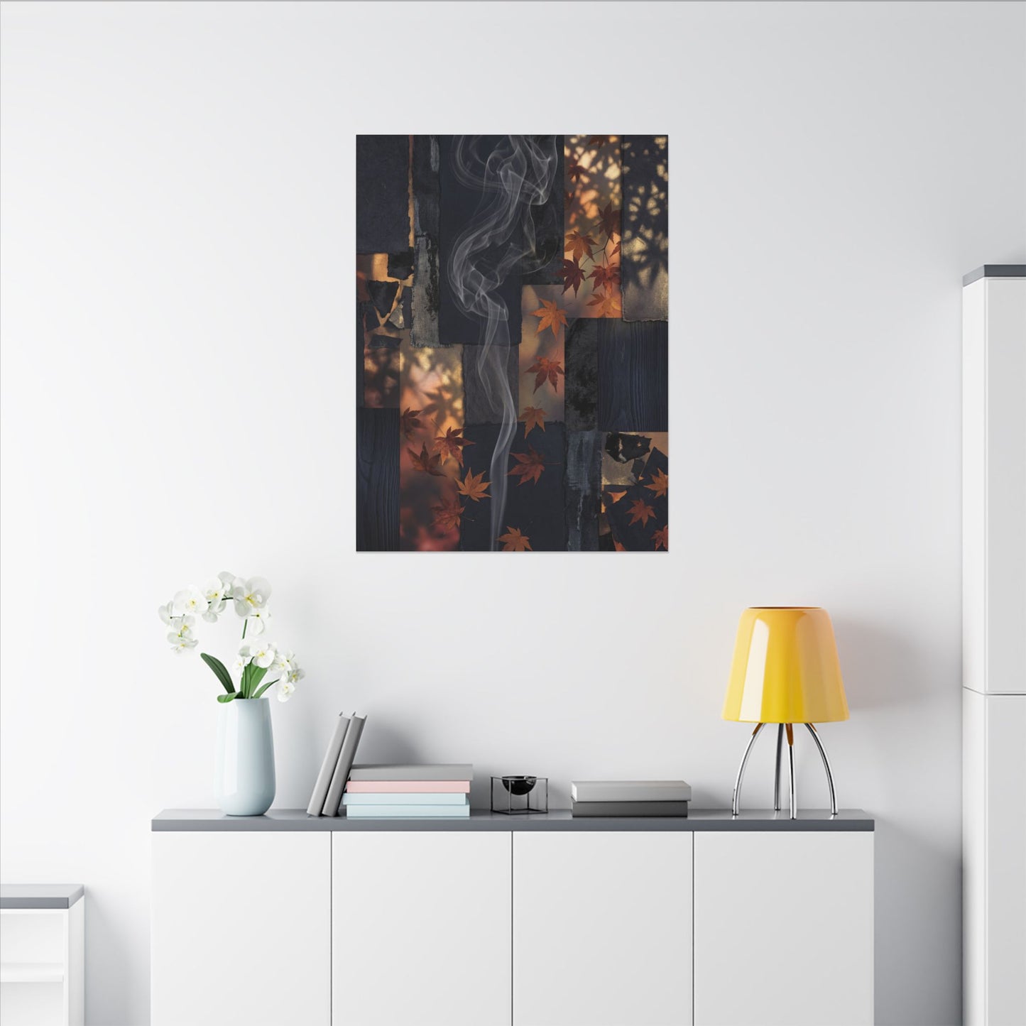Autumn Incense Smoke Dark Texture Canvas Art | Sophisticated Decor