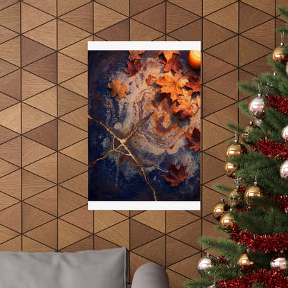 Kintsugi Rust Patina in Candlelight | Gold Vein Wall Art Print