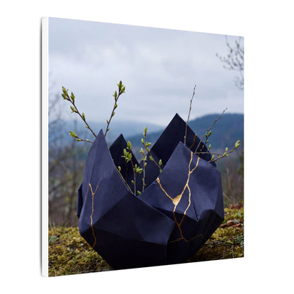 Paper Fold Canvas Art | Spring Kintsugi Gold Repair Art