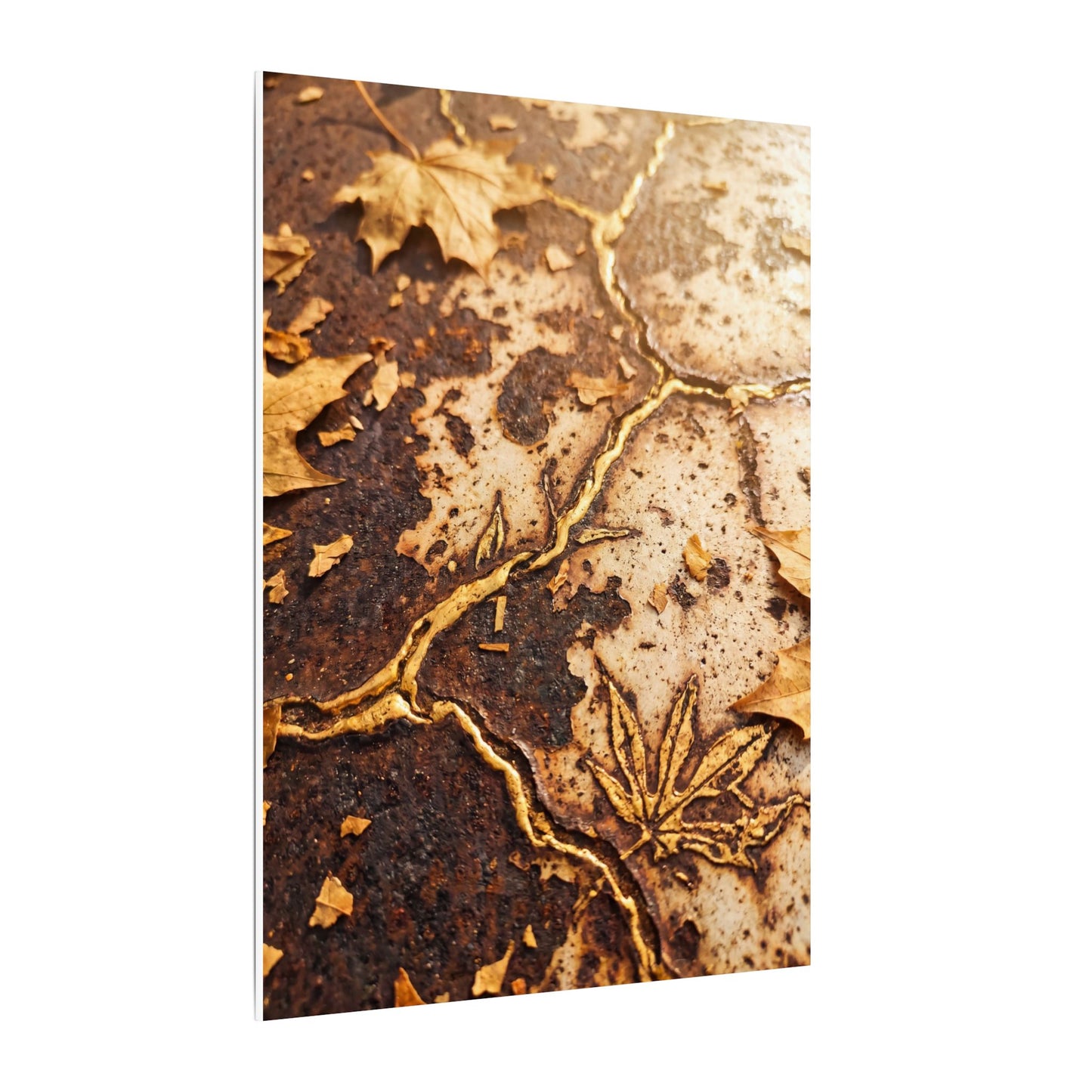 Kintsugi Rust Patina in Golden Hour | Gold Vein Canvas Art