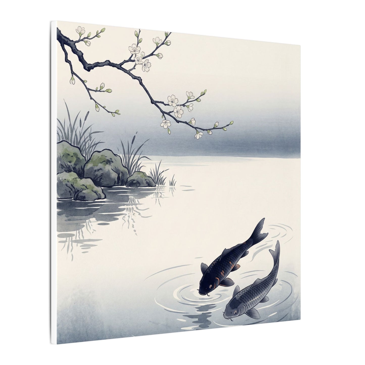 Ma Koi Pond Canvas Art - Zen Ukiyo E Inspired