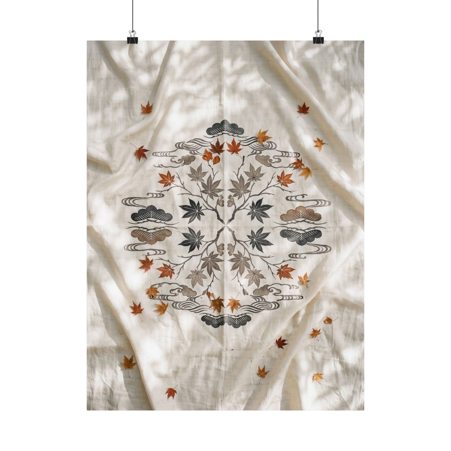 Warm Silk Drape Wall Art Print - Japanese Pattern Japandi
