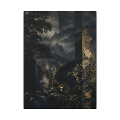 Mountain Mist Summer Canvas Art | Dark Japandi Atmospheric Design