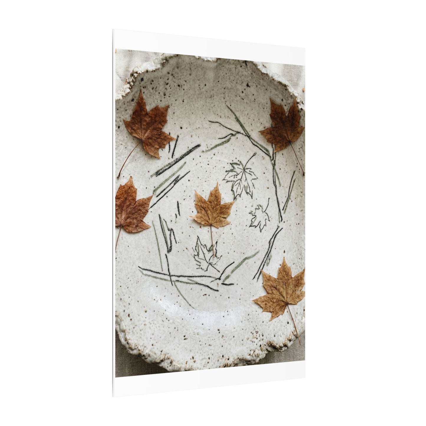 Ceramic Bowl Autumn Canvas Art | Japandi Elegant Design