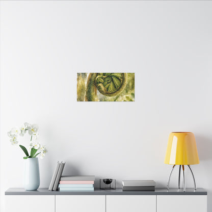 Japandi Fern Unfurling in Dappled | Watercolor Canvas Art