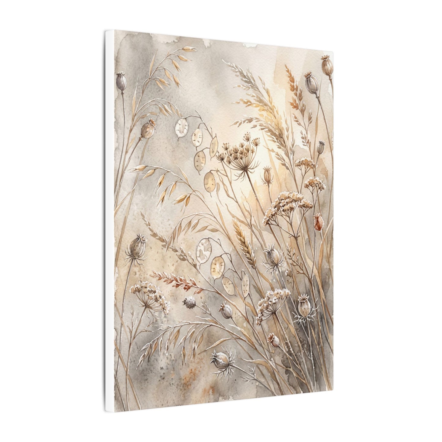 Winter Dried Flowers Watercolor Canvas Art | Warm Decor