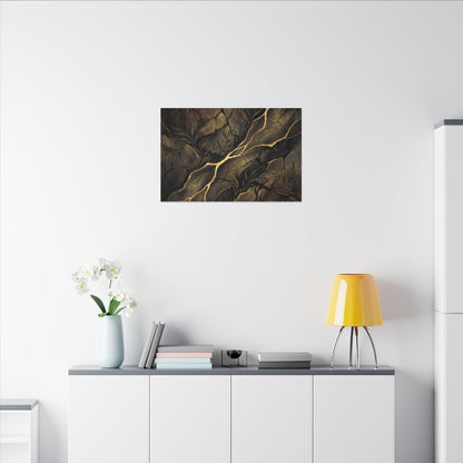 Cracked Earth Charcoal Ink Canvas Art | Bold Dark Japandi Art