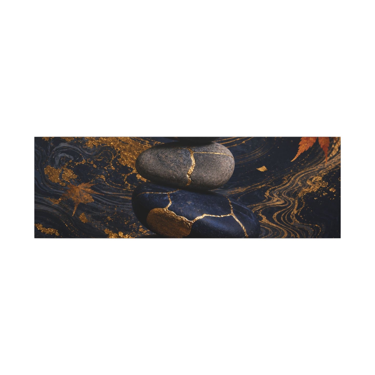 River Stones Autumn Canvas Art | Kintsugi Artful Design