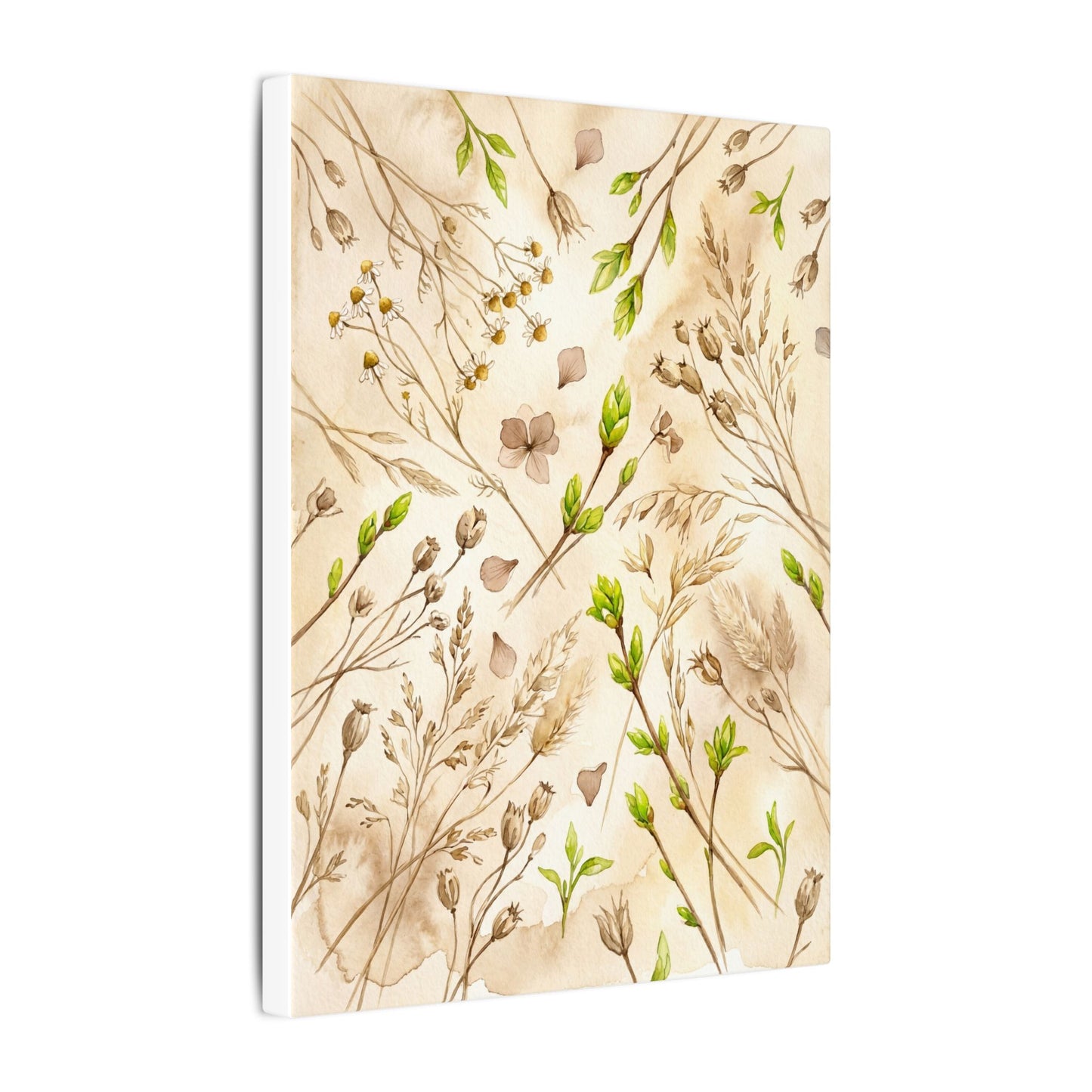 Spring Dried Flowers Watercolor Canvas Art | Earthy Decor