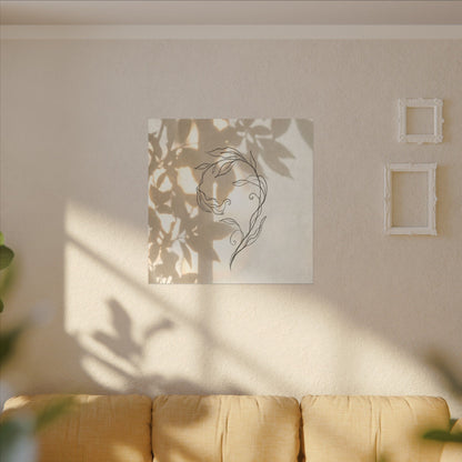 Warm Shoji Screen Canvas Art - Minimal Line Japandi