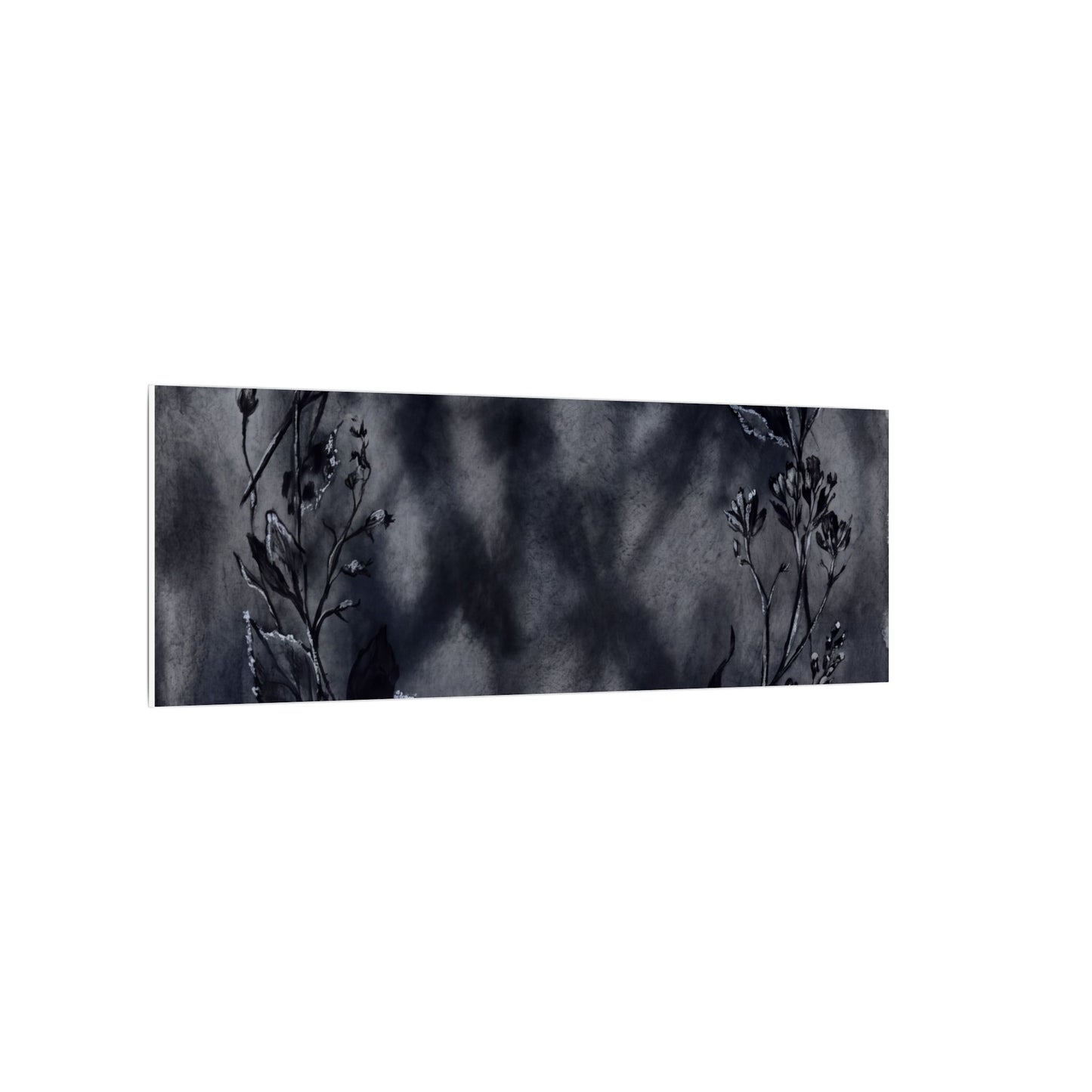 Dried Flowers Canvas Art | Winter Dark Japandi Shadow Zen Art
