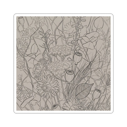 Japandi Dried Flowers in Overcast | Minimal Line Sticker