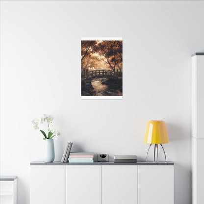 Autumn Wooden Bridge Gold Vein Canvas Art | Resilient Decor