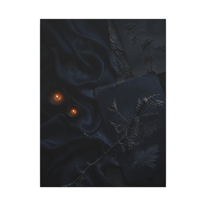 Candlelight Silk Drape Canvas Art - Dark Japandi Kanso