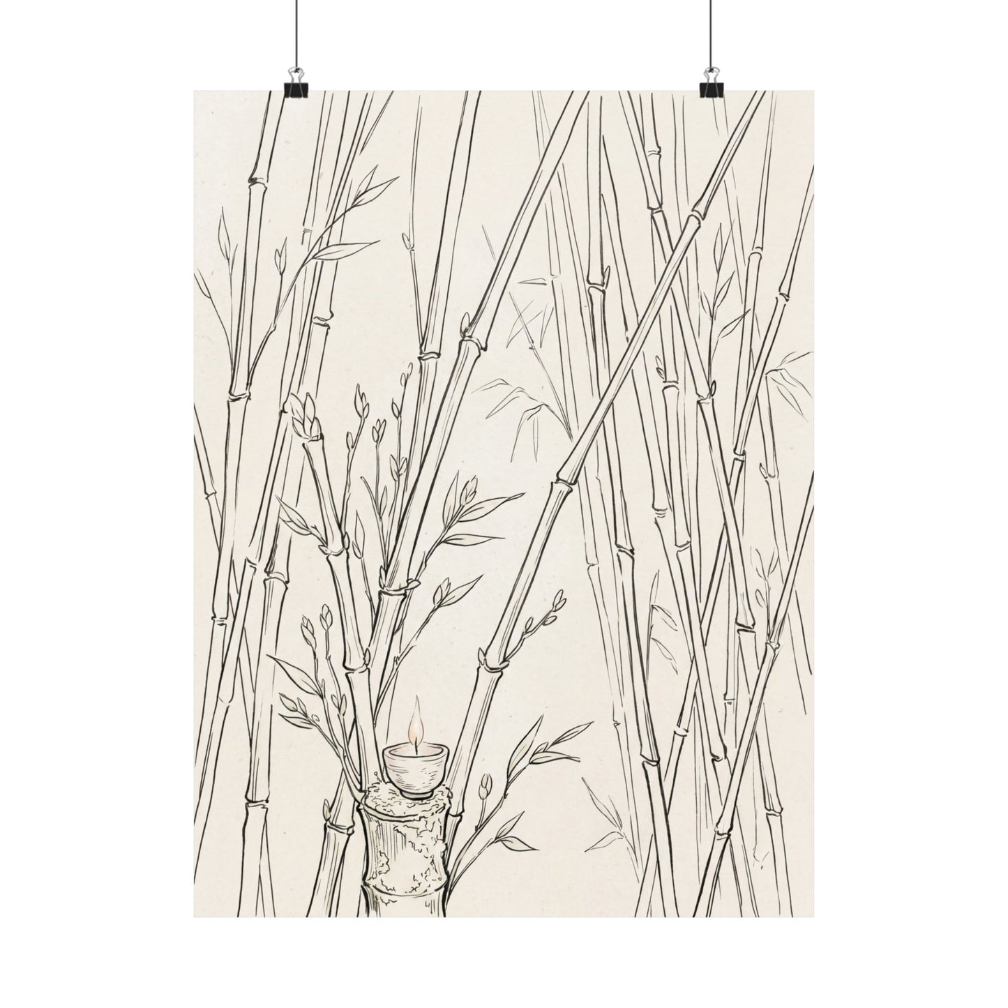 Bamboo Grove Wall Art Print | Spring Japandi Minimal Line Art