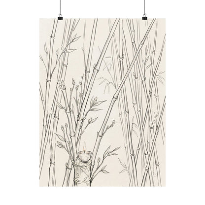 Bamboo Grove Wall Art Print | Spring Japandi Minimal Line Art