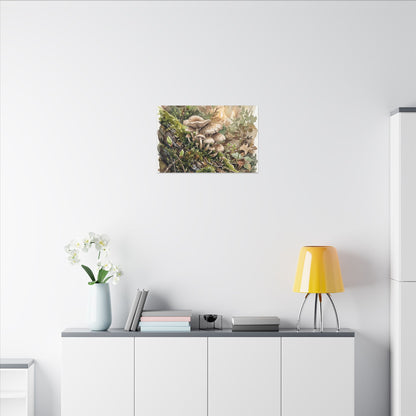 Wild Mushrooms Canvas Art | Spring Japandi Watercolor Art