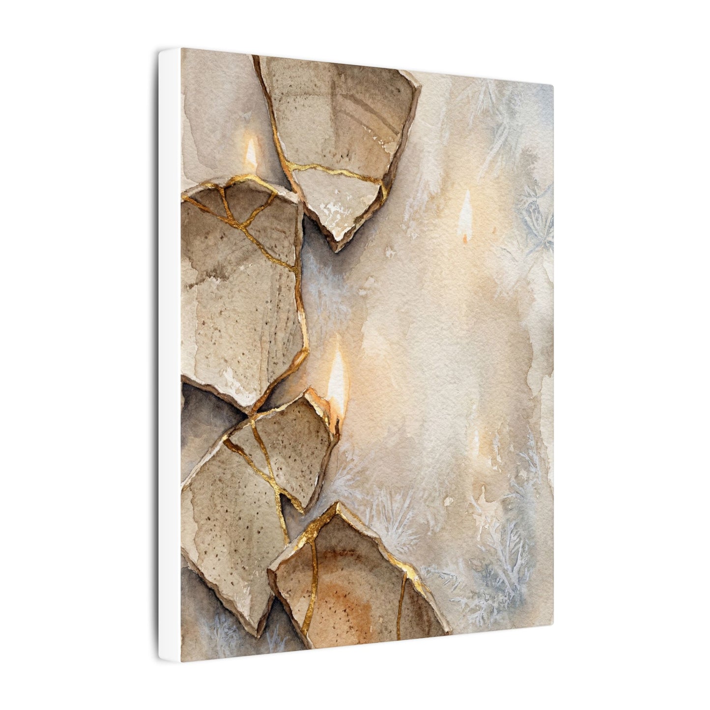Broken Pottery Winter Canvas Art | Japandi Warm Design