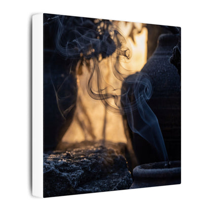 Incense Smoke Canvas Art | Winter Dark Japandi Shadow Zen Art