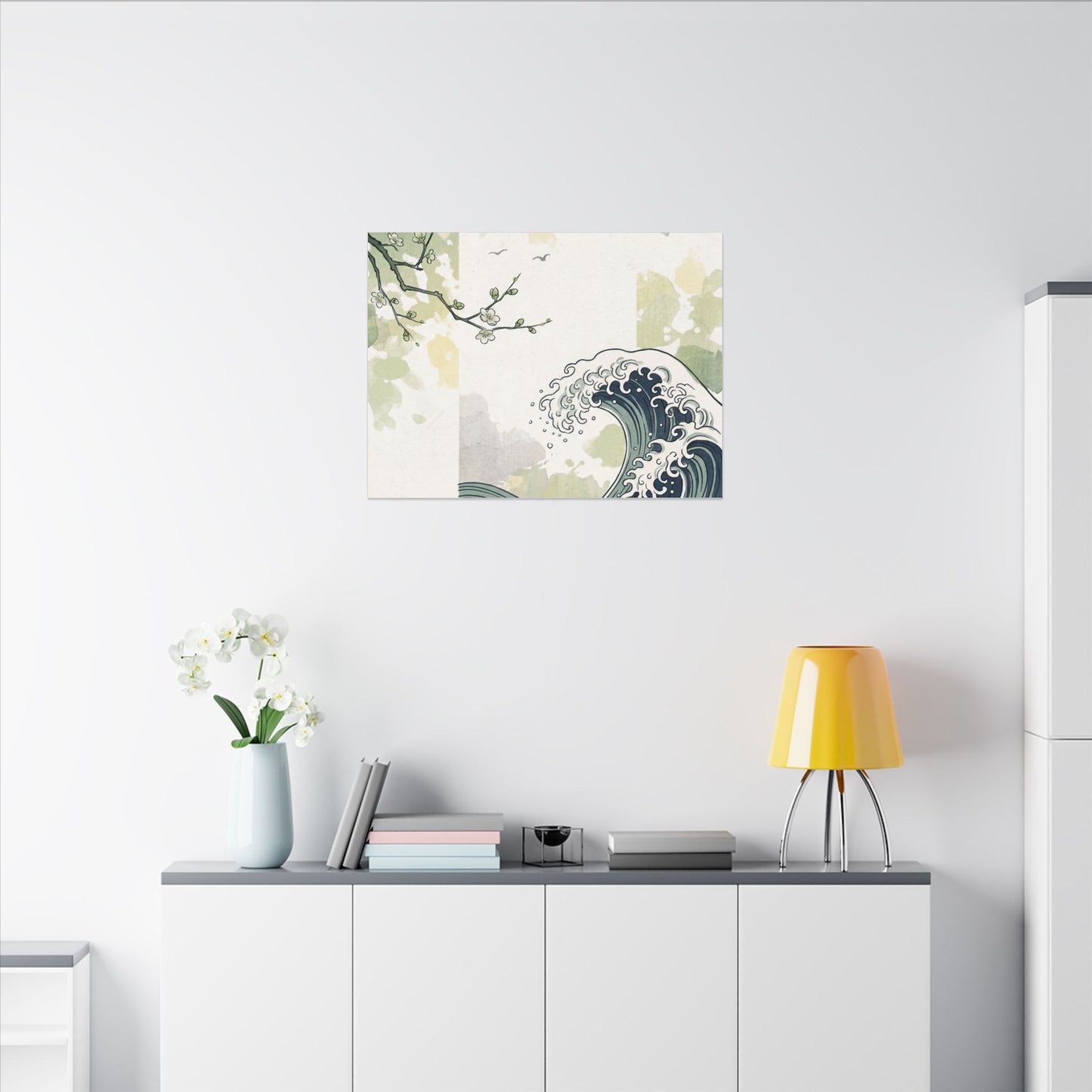 Spring Ocean Wave Ukiyo E Inspired Canvas Art | Serene Decor