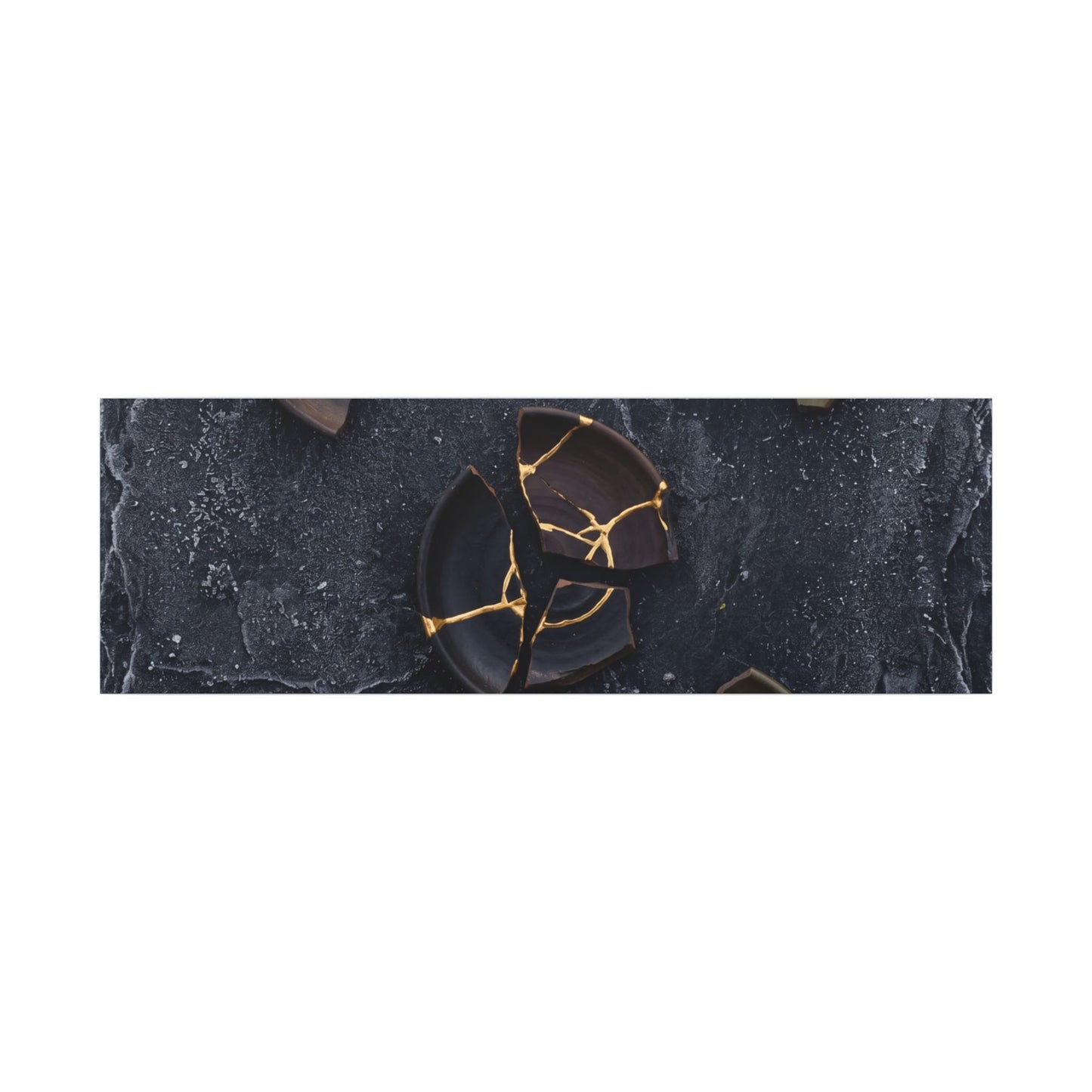 Broken Pottery Canvas Art | Winter Dark Japandi Shadow Zen Art