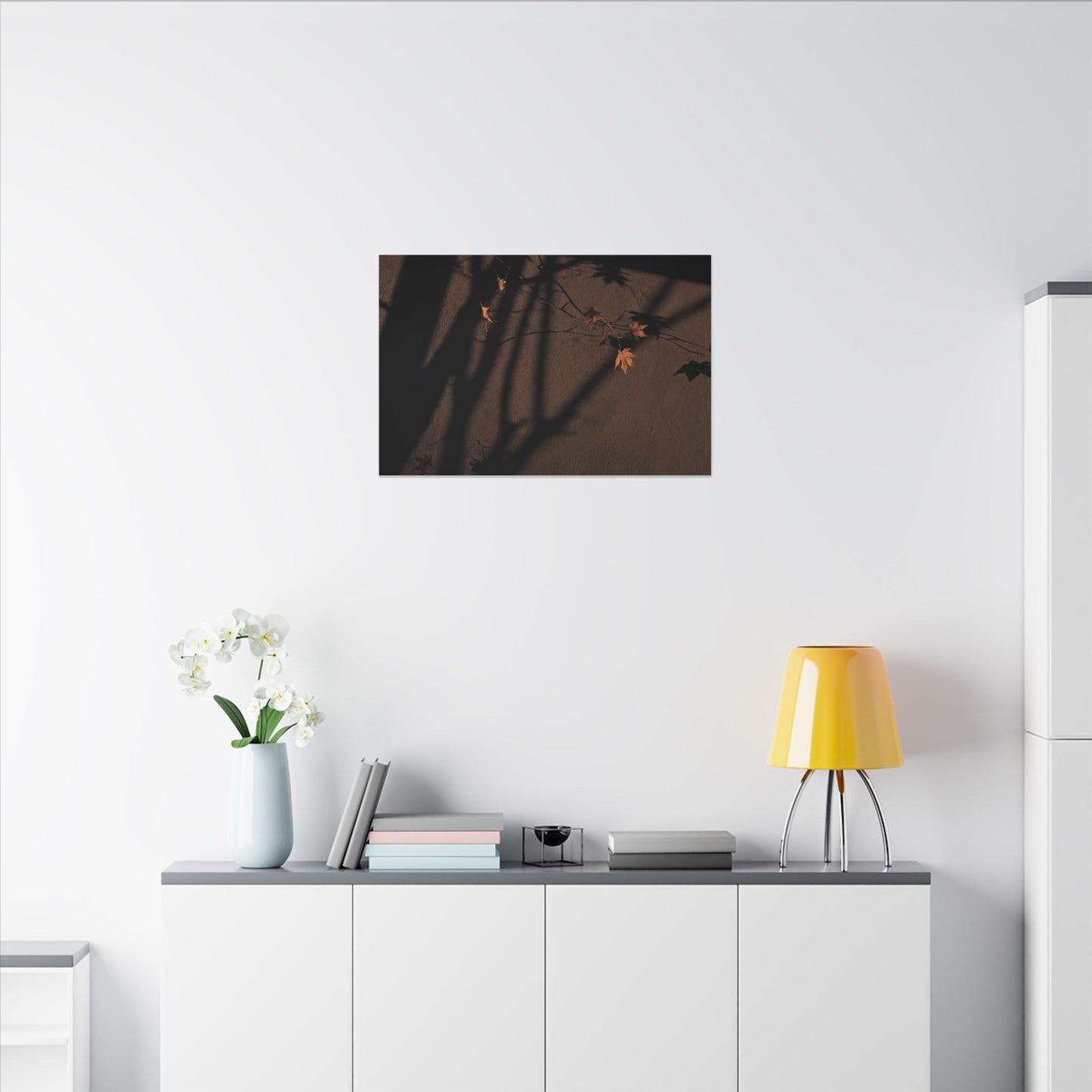 Shadow Play Autumn Canvas Art | Dark Japandi Luxurious Design