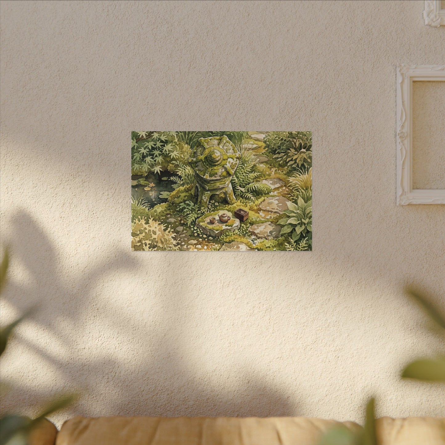 Datsuzoku Stone Lantern Canvas Art - Japandi Watercolor