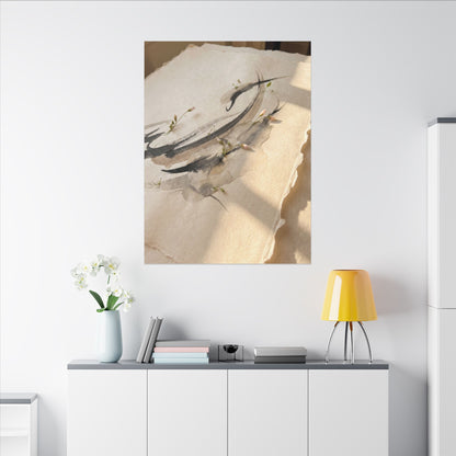 Ink Brushstroke Watercolor Canvas Art | Neutral Japandi Art