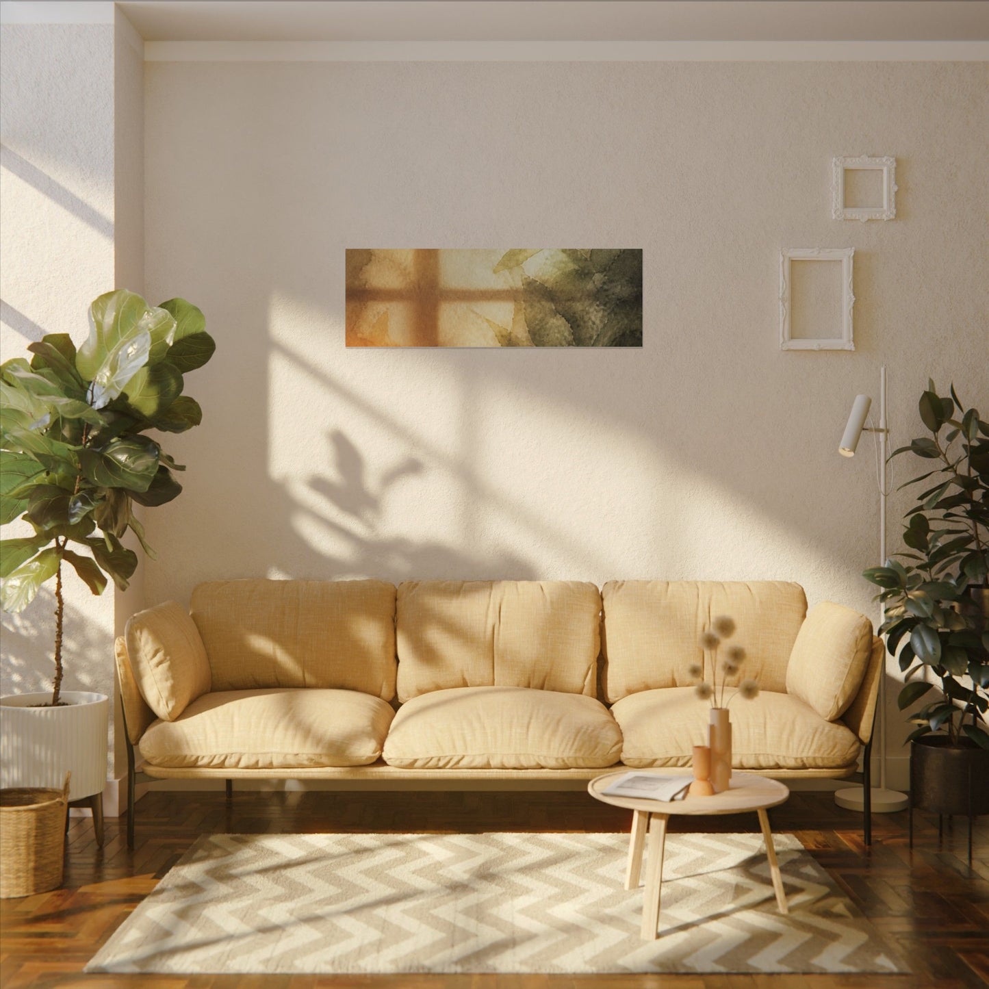 Cozy Shoji Screen Canvas Art - Watercolor Japandi
