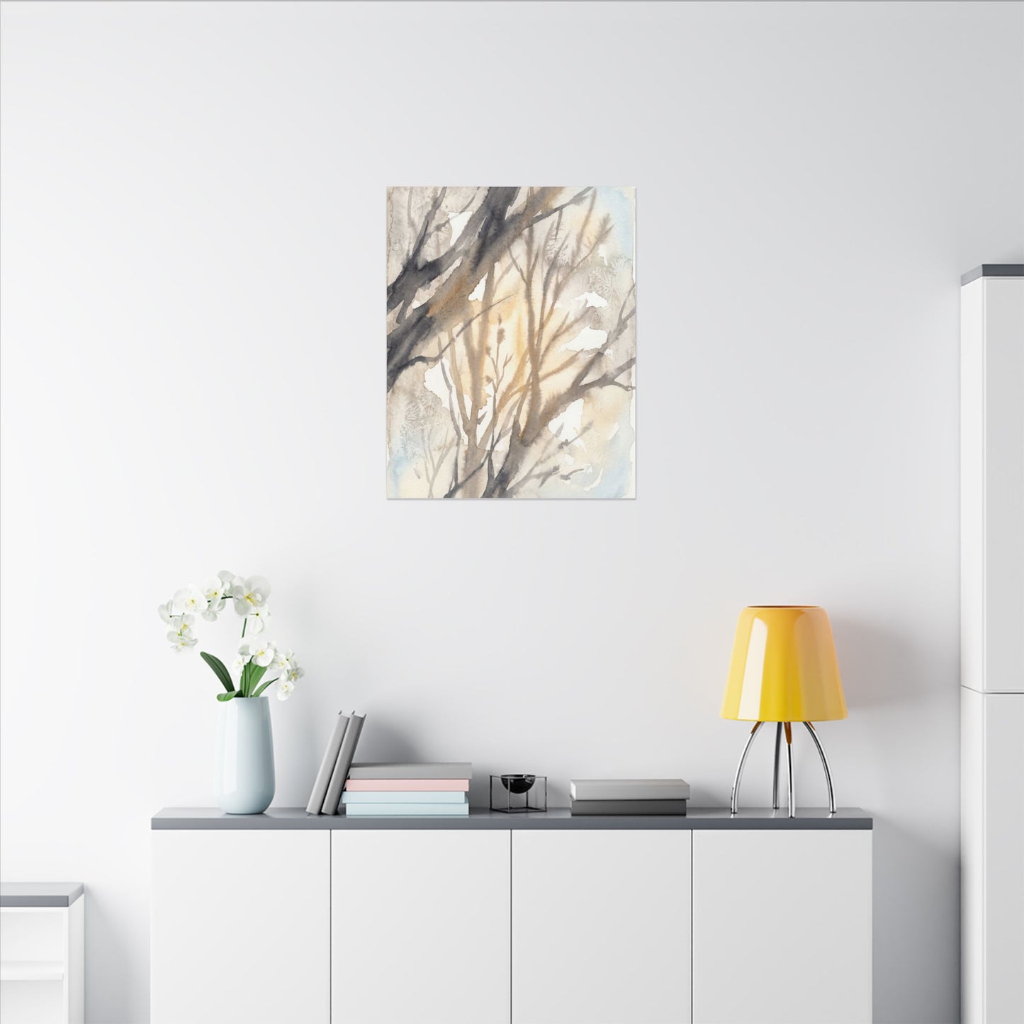 Ma Shadow Play Canvas Art - Japandi Watercolor