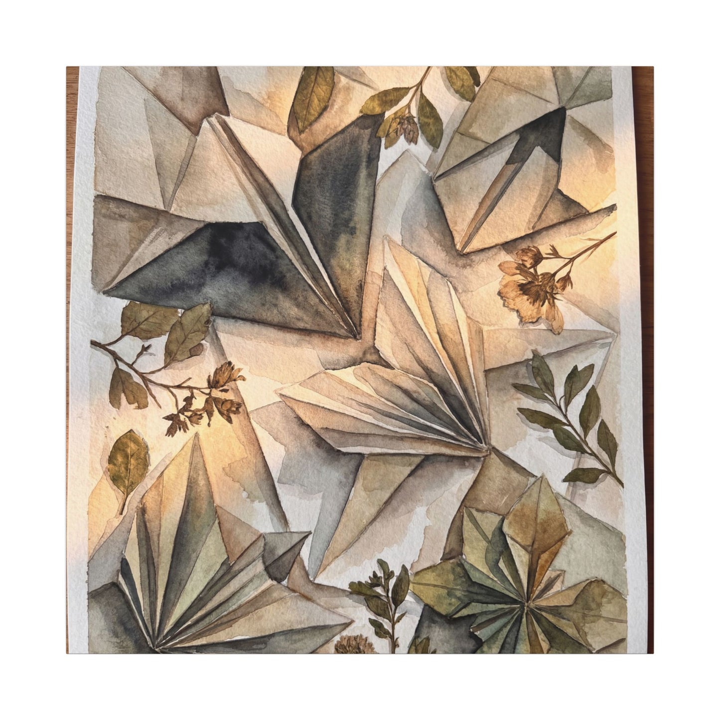 Golden Hour Paper Fold Canvas Art - Japandi Seijaku