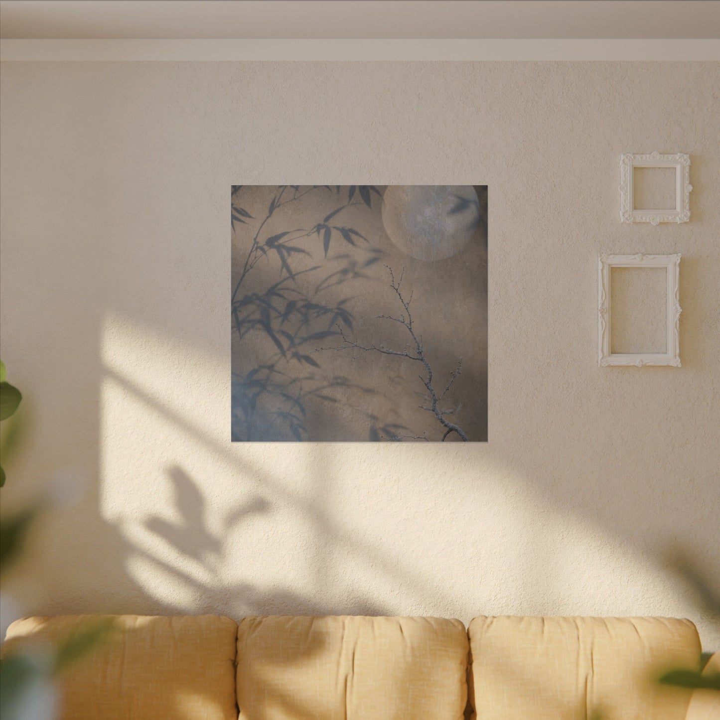 Shadow Play Canvas Art | Winter Japandi Japanese Pattern Art