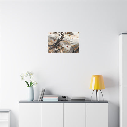 Autumn Pine Tree Watercolor Canvas Art | Warm Decor