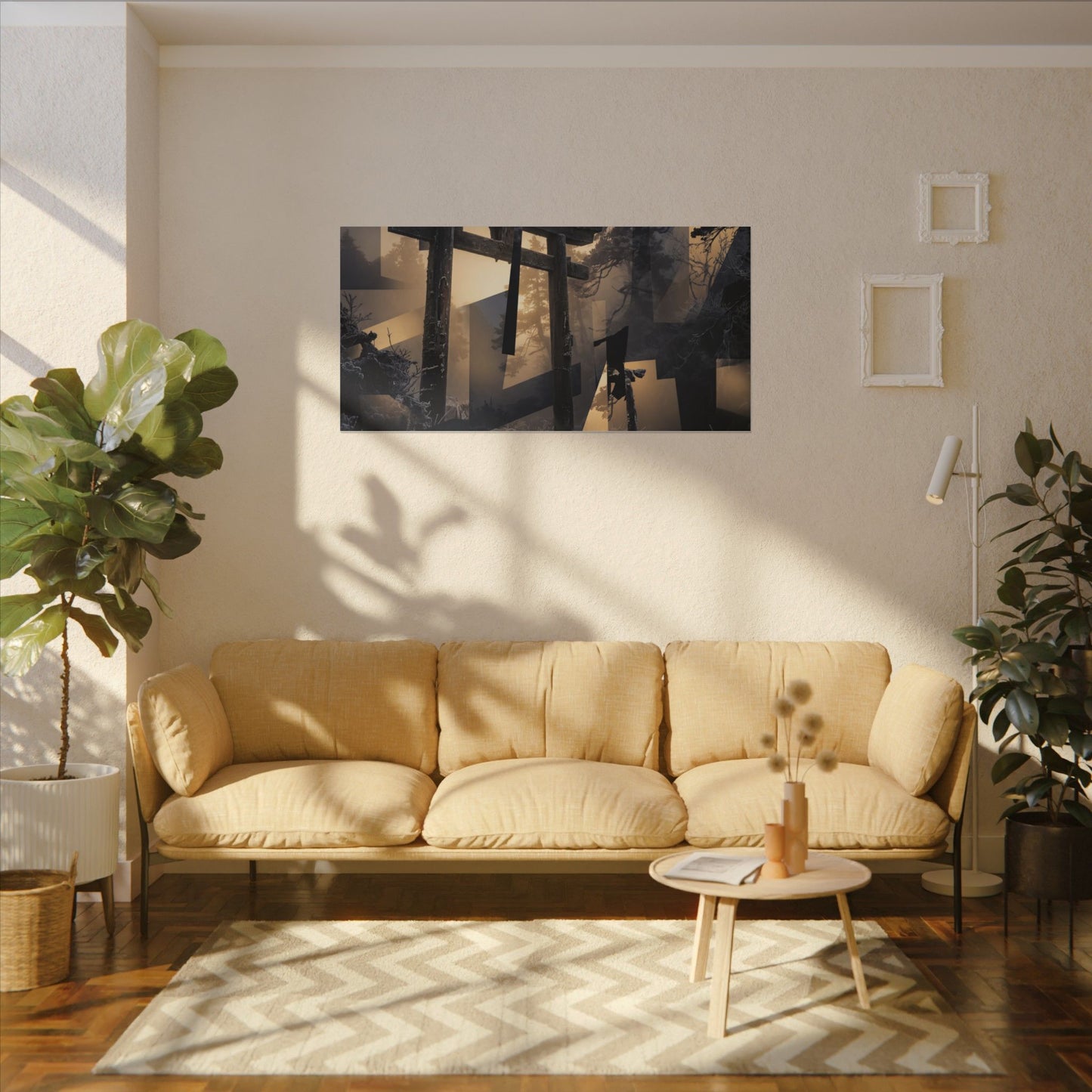 Winter Torii Gate Moody Minimal Canvas Art | Bold Decor