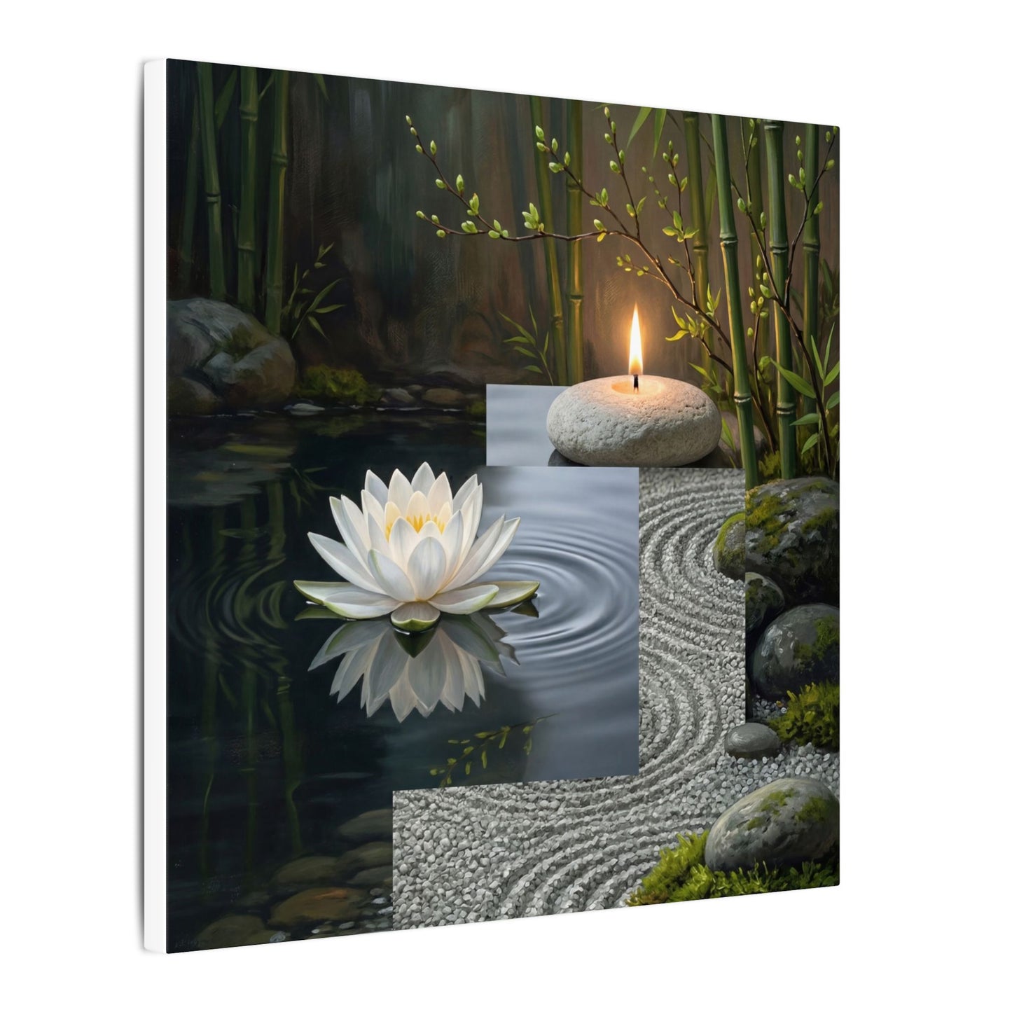 Candlelight Lotus Flower Canvas Art - Zen Kanso