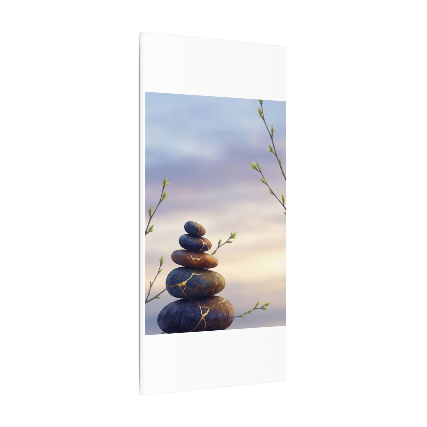 Spring River Stones Gold Vein Canvas Art | Philosophical Decor