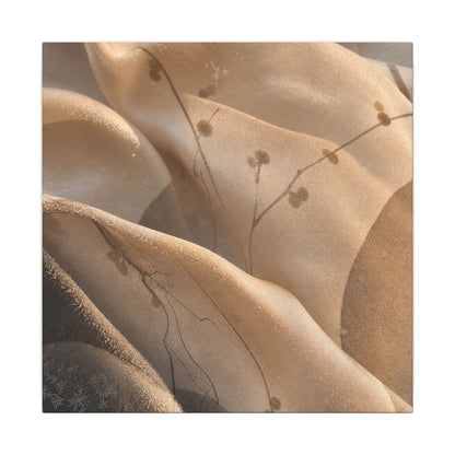 Japandi Silk Drape in Golden Hour | Japanese Pattern Canvas Art