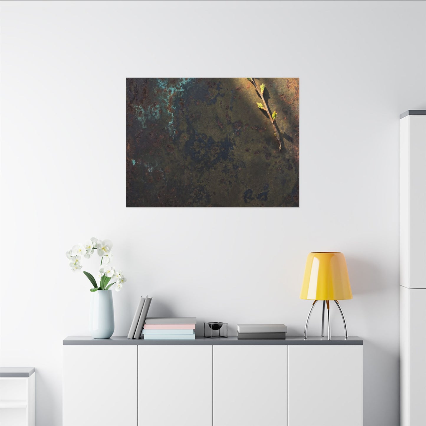 Golden Hour Rust Patina Canvas Art - Dark Japandi Ma