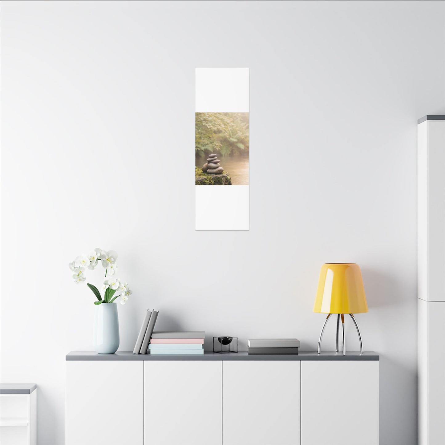 Cozy River Stones Canvas Art - Japanese Pattern Japandi