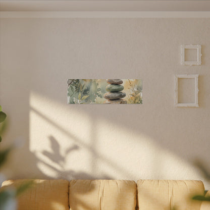 Golden Hour River Stones Canvas Art - Japandi Mono No Aware