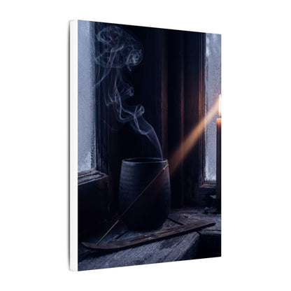 Incense Smoke Winter Canvas Art | Dark Japandi Sophisticated Design