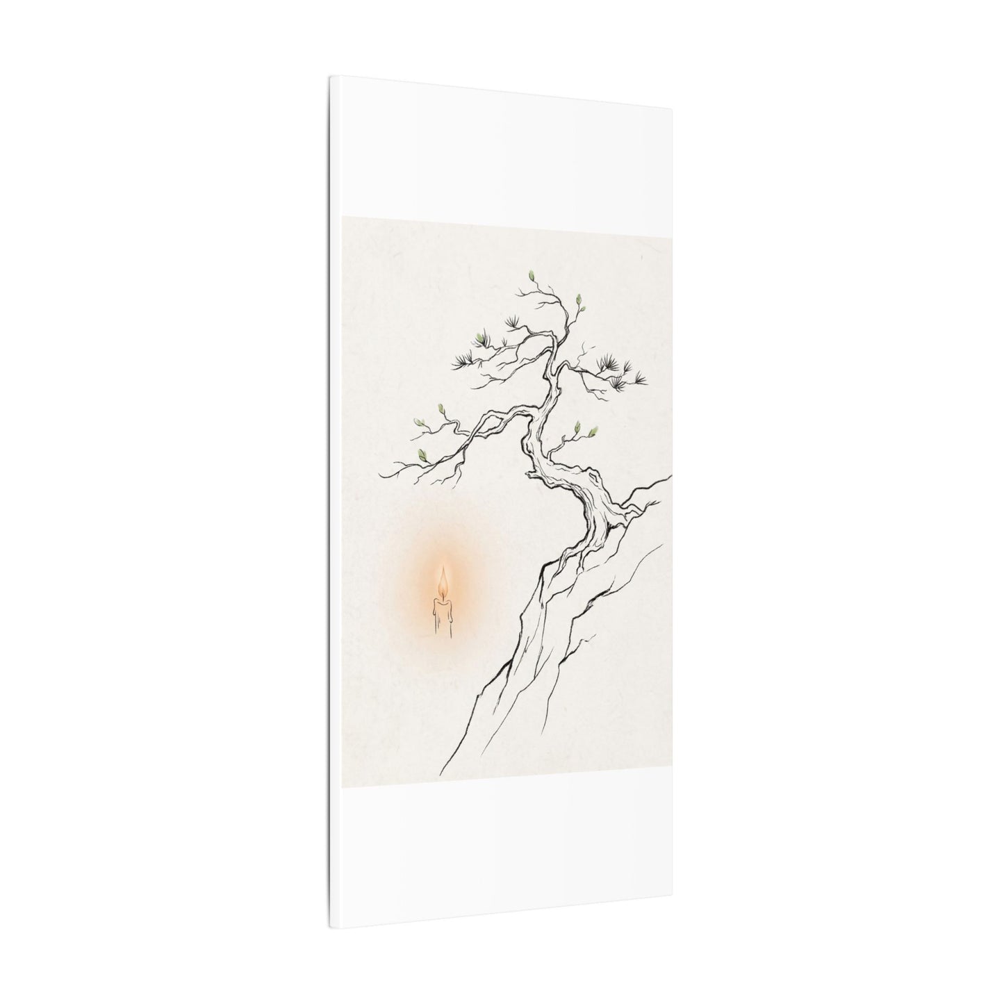 Candlelight Pine Tree Canvas Art - Japandi Shibui