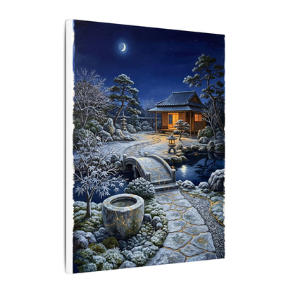 Moonlit Garden Winter Canvas Art | Kintsugi Artful Design
