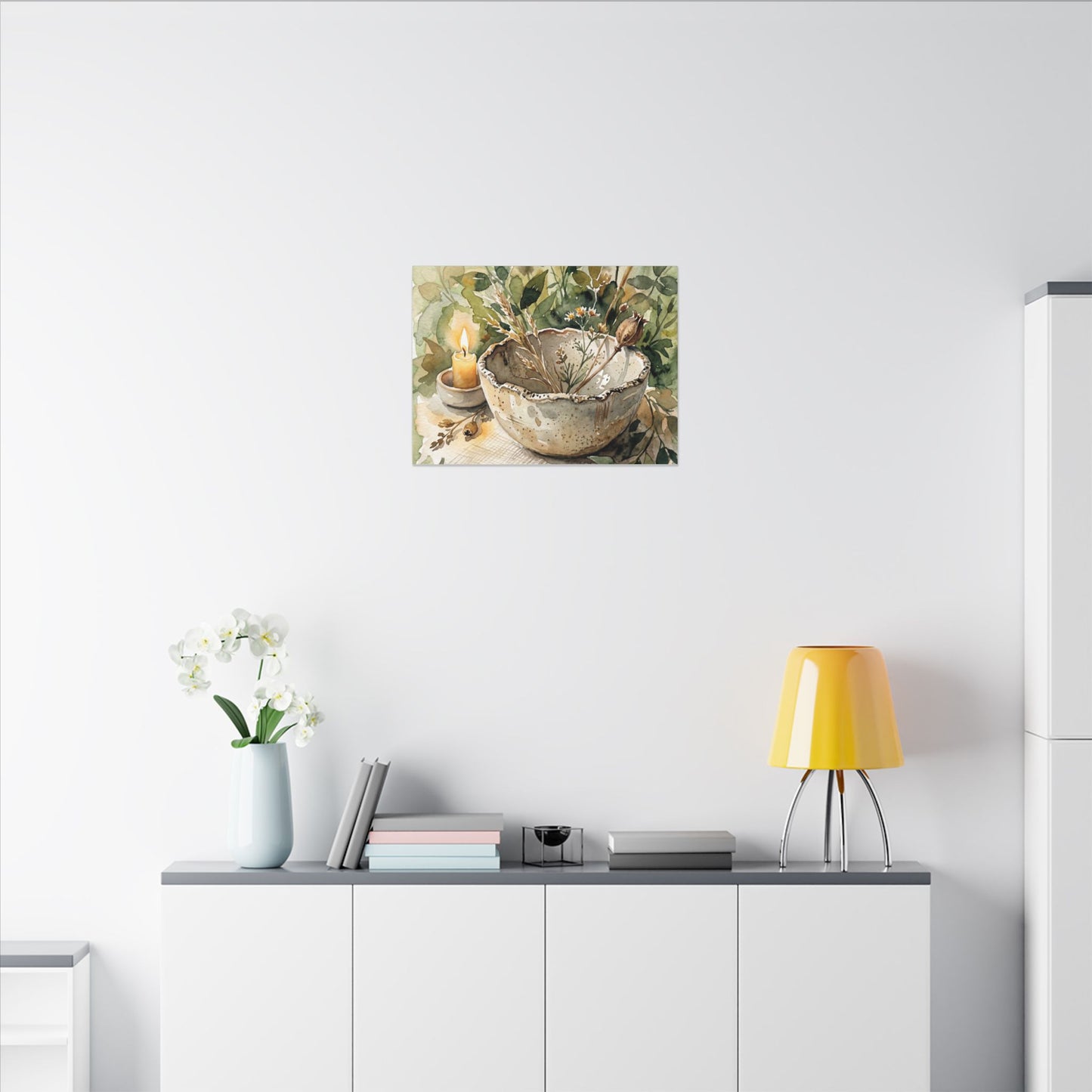 Ceramic Bowl Summer Canvas Art | Japandi Elegant Design