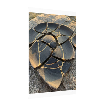 Broken Pottery Winter Canvas Art | Kintsugi Resilient Design
